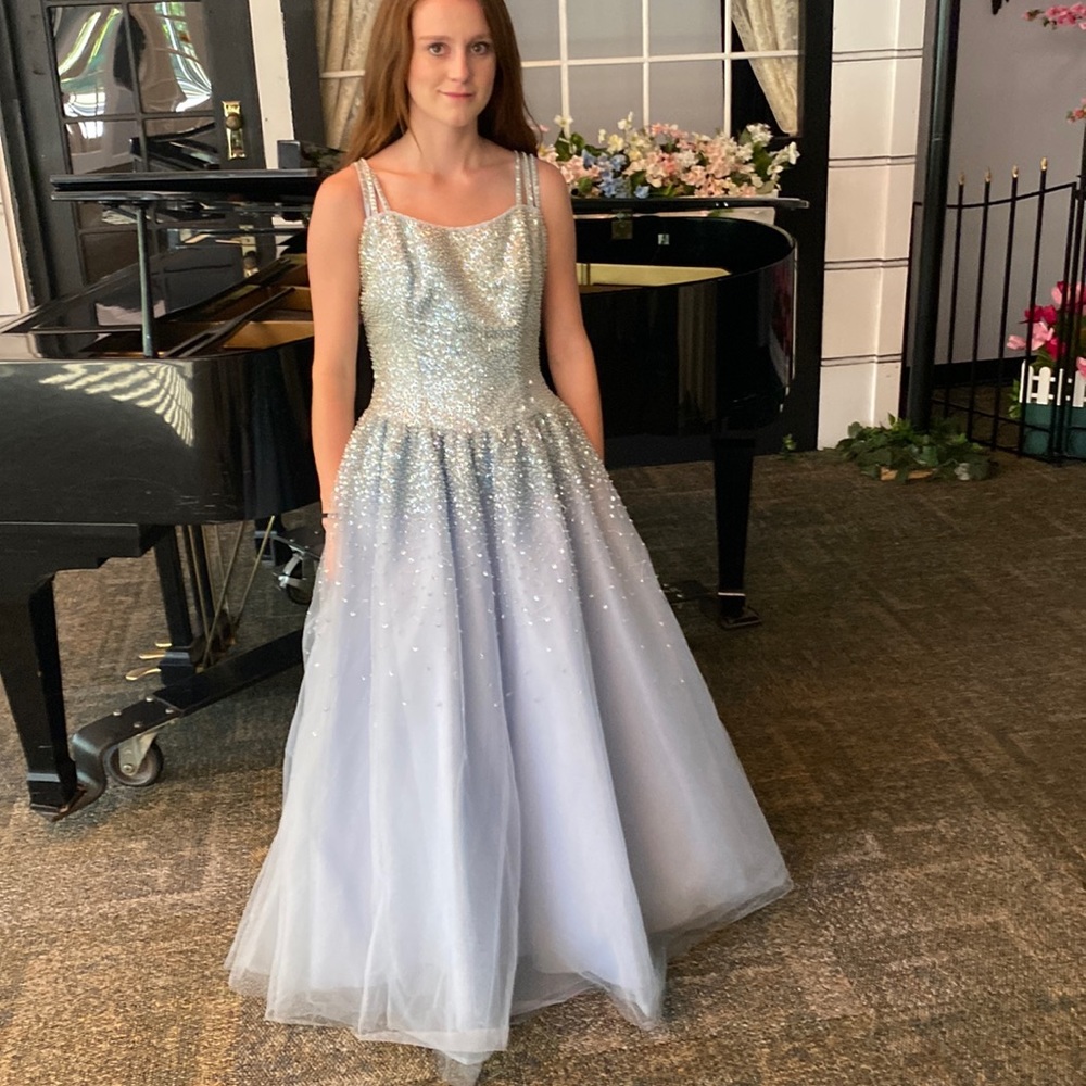 Blue sequin formal dress.